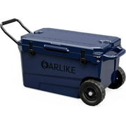 Oarlike Cooler with Wheels, 50 Quart Ice Chest Rolling Cooler Box, Insulated Portable Hard Cooler for Beach, Drink, Camping, Picnic, Fishing, Boat, Barbecue - 7 Days Ice Retention